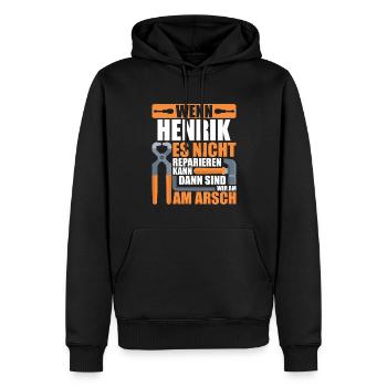 Vorname Henrik Name Geburtstag Geschenk - Männer Premium Bio Hoodie - Schwarz - Vorne - Nico (187cm)