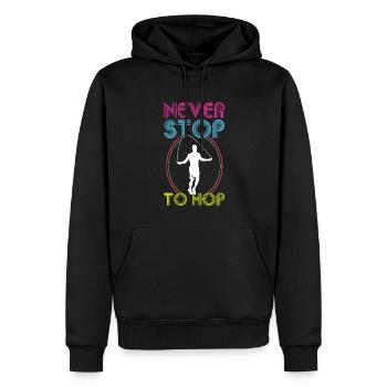 Never Stop To Hop - Jump Rope - Männer Premium Bio Hoodie - Schwarz - Vorne - Nico (187cm)
