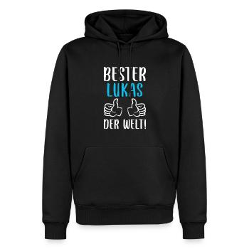 Lukas Vorname Name Geburtstag - Männer Premium Bio Hoodie - Schwarz - Vorne - Nico (187cm)