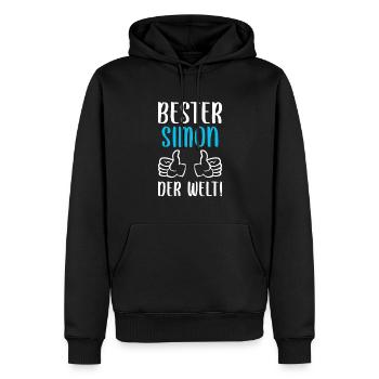 Simon Vorname Name Geburtstag - Männer Premium Bio Hoodie - Schwarz - Vorne - Nico (187cm)