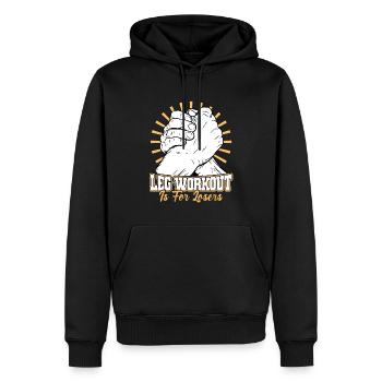 L’entraînement des jambes est pour les perdants - Bras de fer - Sweat à capuche Premium bio Homme - noir - Devant - Nico (187cm)