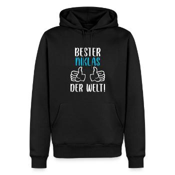 Niklas Vorname Name Geburtstag - Männer Premium Bio Hoodie - Schwarz - Vorne - Nico (187cm)