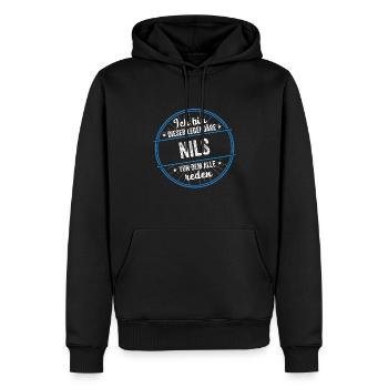 Ich bin dieser legendärer Nils Name - Männer Premium Bio Hoodie - Schwarz - Vorne - Nico (187cm)