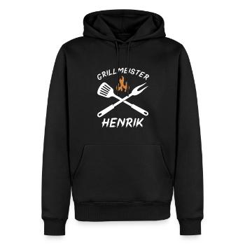 Grillmeister Henrik - Männer Premium Bio Hoodie - Schwarz - Vorne - Nico (187cm)