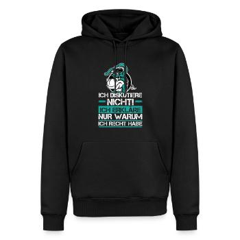 Ich Diskutiere Nicht - Ich habe Recht - Männer Premium Bio Hoodie - Schwarz - Vorne - Nico (187cm)