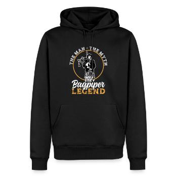 La légende du joueur de cornemuse - Cornemuse - Sweat à capuche Premium bio Homme - noir - Devant - Nico (187cm)