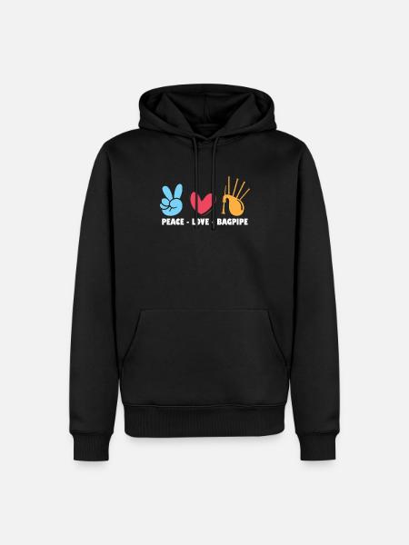 Peace - Love - Bagpipe - Bagpiper - Männer Premium Bio Hoodie - Schwarz