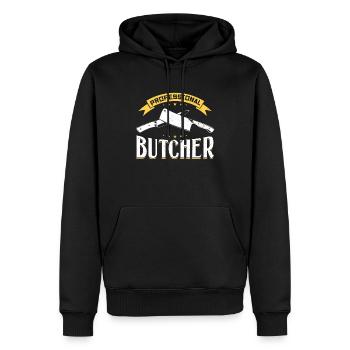 Boucher professionnel - Découpeur de viande - Sweat à capuche Premium bio Homme - noir - Devant - Nico (187cm)