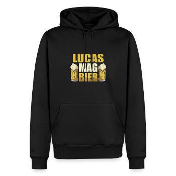 Lucas mag Bier Name Geburtstag - Männer Premium Bio Hoodie - Schwarz - Vorne - Nico (187cm)