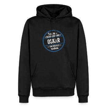 Ich bin dieser legendärer Oskar Name - Männer Premium Bio Hoodie - Schwarz - Vorne - Nico (187cm)