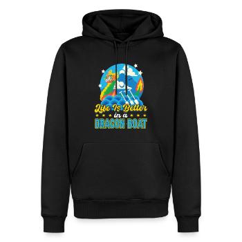La vie est meilleure dans un bateau-dragon - Sweat à capuche Premium bio Homme - noir - Devant - Nico (187cm)