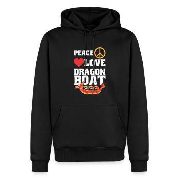 Peace - Love - Dragon Boat - Männer Premium Bio Hoodie - Schwarz - Vorne - Nico (187cm)