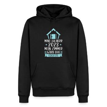 Constructeur junior 2023 Devis cérémonie d’achèvement maison de rêve - Sweat à capuche Premium bio Homme - noir - Devant - Nico (187cm)