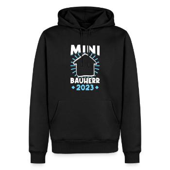 Constructeur junior 2023 Devis cérémonie d’achèvement maison de rêve - Sweat à capuche Premium bio Homme - noir - Devant - Nico (187cm)