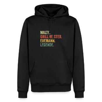 Malte Grillmeister Ehemann Vorname Grillen - Männer Premium Bio Hoodie - Schwarz - Vorne - Nico (187cm)
