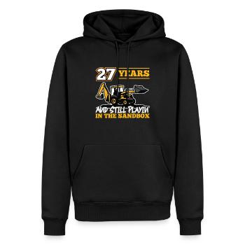 27 Jahre - 27 Jahre Alt - 27. Geburtstag - Bagger - Männer Premium Bio Hoodie - Schwarz - Vorne - Nico (187cm)