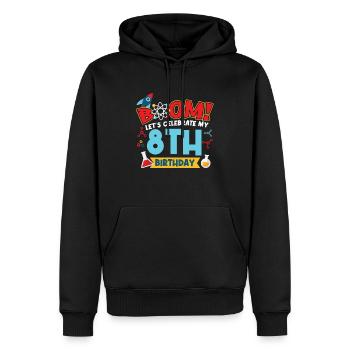 Boum Célébrons mon 8e anniversaire - Sweat à capuche Premium bio Homme - noir - Devant - Nico (187cm)
