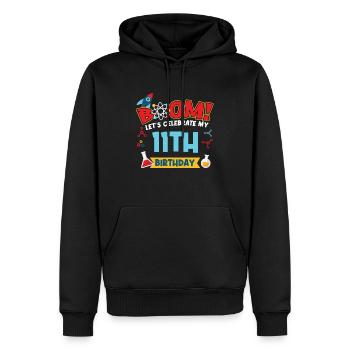 Boum Célébrons mon 11e anniversaire - Sweat à capuche Premium bio Homme - noir - Devant - Nico (187cm)