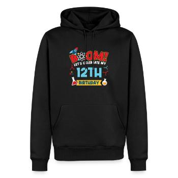 Boum Célébrons mon 12e anniversaire - Sweat à capuche Premium bio Homme - noir - Devant - Nico (187cm)