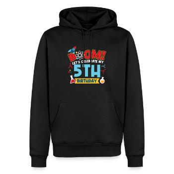 Boum Célébrons mon 5e anniversaire - Sweat à capuche Premium bio Homme - noir - Devant - Nico (187cm)