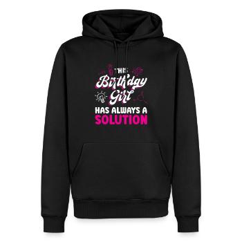 Dieses Geburtstagskind Hat Immer Eine Lösung - Männer Premium Bio Hoodie - Schwarz - Vorne - Nico (187cm)