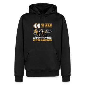 44 Jahre - 44 Jahre Alt - 44. Geburtstag - Bagger - Männer Premium Bio Hoodie - Schwarz - Vorne - Nico (187cm)
