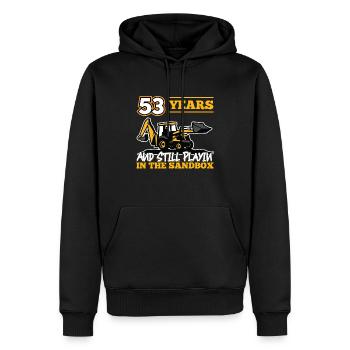 53 Jahre - 53 Jahre Alt - 53. Geburtstag - Bagger - Männer Premium Bio Hoodie - Schwarz - Vorne - Nico (187cm)