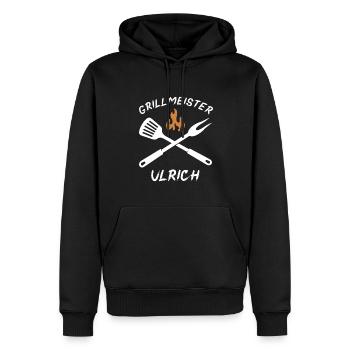 Grillmeister Ulrich - Männer Premium Bio Hoodie - Schwarz - Vorne - Nico (187cm)