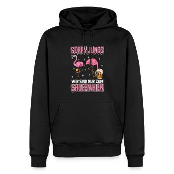 Flamingo JGA - Männer Premium Bio Hoodie - Schwarz - Vorne - Nico (187cm)