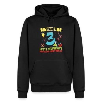 Yeah I'm 3 - Science Birthday - Männer Premium Bio Hoodie - Schwarz - Vorne - Nico (187cm)