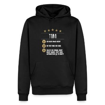 Tim Habe immer Recht Namenstag - Männer Premium Bio Hoodie - Schwarz - Vorne - Nico (187cm)