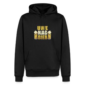 Uwe mag Bier Name Geburtstag - Männer Premium Bio Hoodie - Schwarz - Vorne - Nico (187cm)