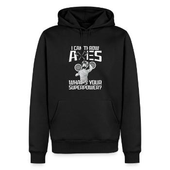 Lancer une hache - Sweat à capuche Premium bio Homme - noir - Devant - Nico (187cm)
