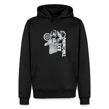 Lancer une hache - Sweat à capuche Premium bio Homme - noir - Devant - Nico (187cm)