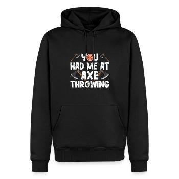 Lancer une hache - Sweat à capuche Premium bio Homme - noir - Devant - Nico (187cm)