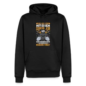 Sondeln - Männer Premium Bio Hoodie - Schwarz - Vorne - Nico (187cm)