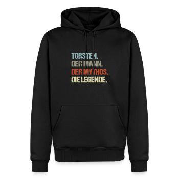 Torsten der Mann der Mythos die Legende - Männer Premium Bio Hoodie - Schwarz - Vorne - Nico (187cm)