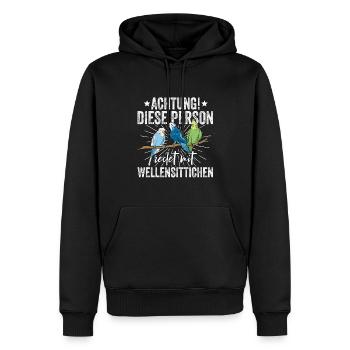 Wellensittich Nymphensittich Papagei Vogelkäfig - Männer Premium Bio Hoodie - Schwarz - Vorne - Nico (187cm)