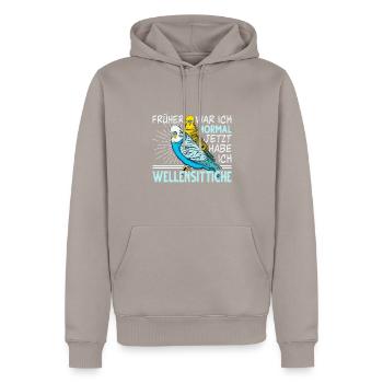 Wellensittich Vogel - Männer Premium Bio Hoodie - Taupe - Vorne - Nico (187cm)