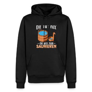 Sauna - Männer Premium Bio Hoodie - Schwarz - Vorne - Nico (187cm)