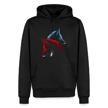Rote und blaue Füchse - Männer Premium Bio Hoodie - Schwarz - Vorne - Nico (187cm)