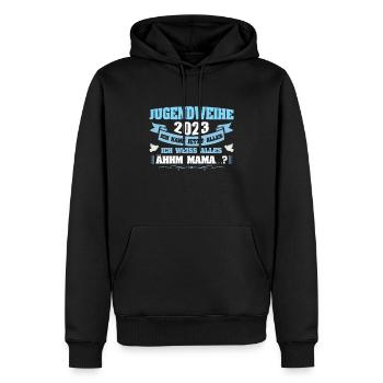Jugendweihe 2023 Mädchen Junge - Männer Premium Bio Hoodie - Schwarz - Vorne - Nico (187cm)