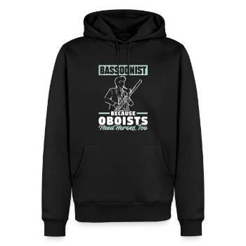 Bassoniste - Parce que les hautboïstes ont aussi besoin de héros - Sweat à capuche Premium bio Homme - noir - Devant - Nico (187cm)