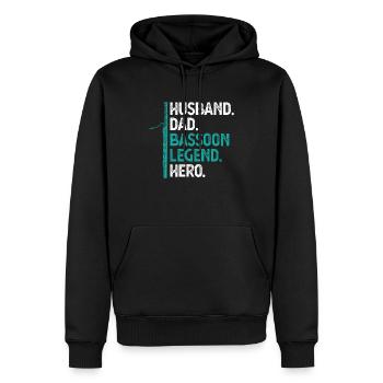 Husband. Dad. Basson Legend. Hero. - Men’s Premium Organic Hoodie - black - Front - Nico (187cm)