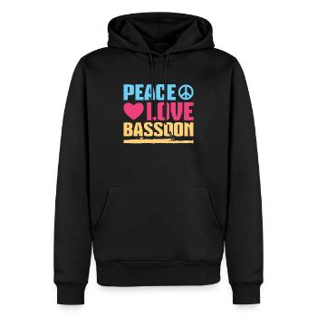 Peace - Love - Bassoon - Männer Premium Bio Hoodie - Schwarz - Vorne - Nico (187cm)