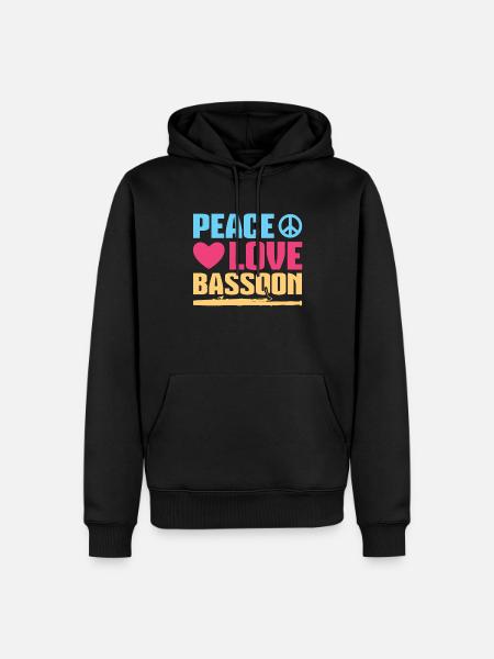 Peace - Love - Bassoon - Männer Premium Bio Hoodie - Schwarz