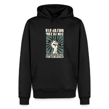 Elevator Mechanics Are More Uplifiting - Men’s Premium Organic Hoodie - black - Front - Nico (187cm)