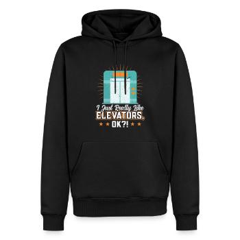 I Just Really Like Elevators - Men’s Premium Organic Hoodie - black - Front - Nico (187cm)