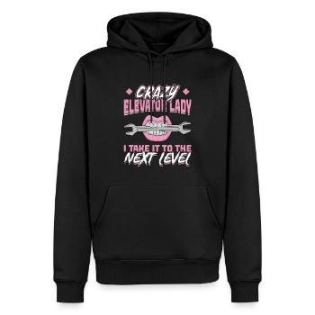 Elevator Lady - I Take It To The Next Level - Men’s Premium Organic Hoodie - black - Front - Nico (187cm)