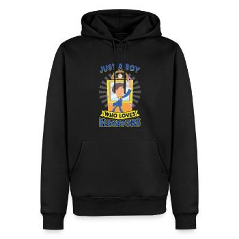 Just A Boy Who Loves Elevators - Men’s Premium Organic Hoodie - black - Front - Nico (187cm)